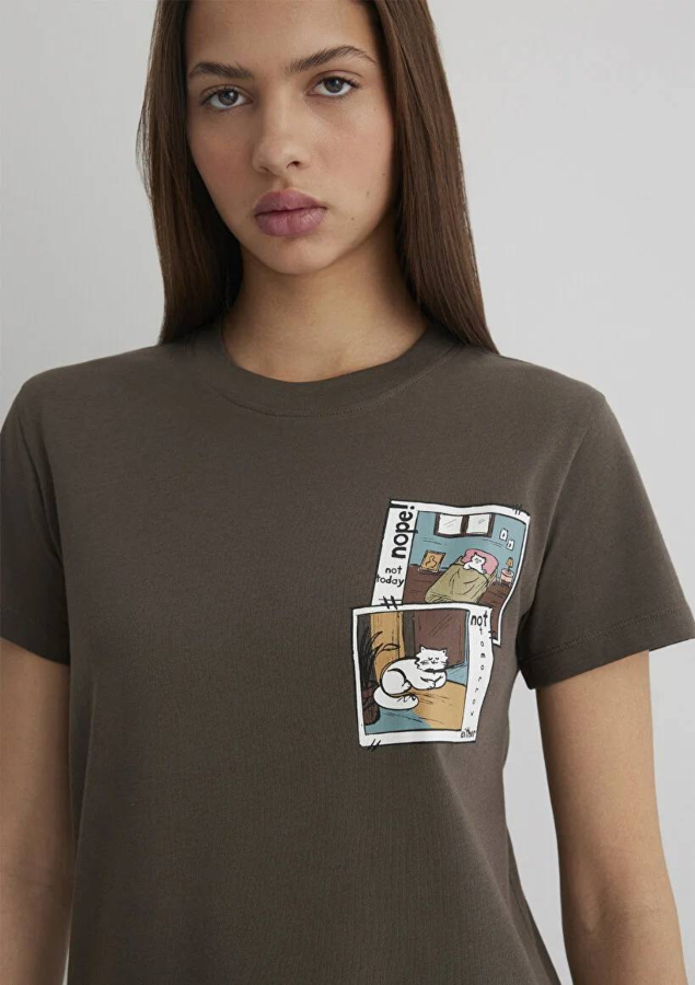 Resim Mavi Semi Slim Kadın  T-shirt M1613200-81959