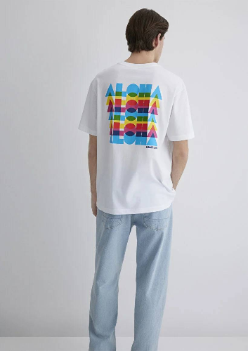 Resim Mavi Loose Erkek  T-shirt M0612612-620