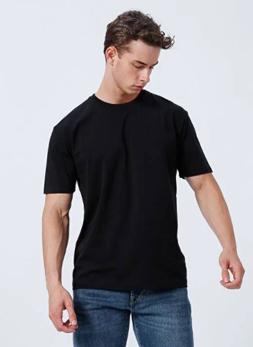 Resim Mavi Bisiklet Yaka Erkek T-Shirt M0610136-900