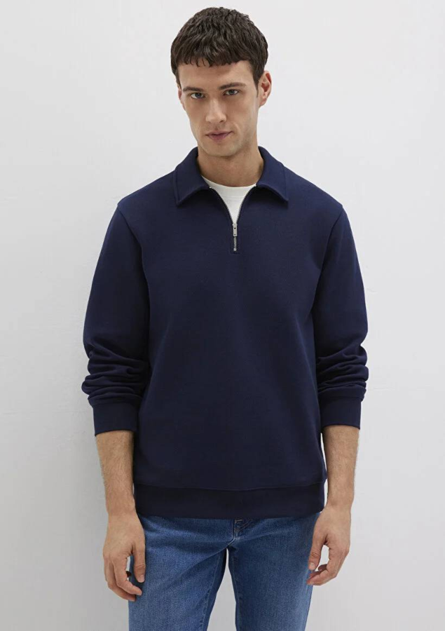 Resim Mavi Half Zip Erkek Sweat M0S10414-86415