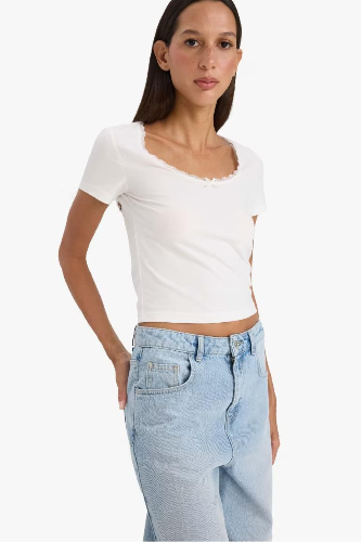 Resim Defacto Kadın T-shirt E9915AX/WT32