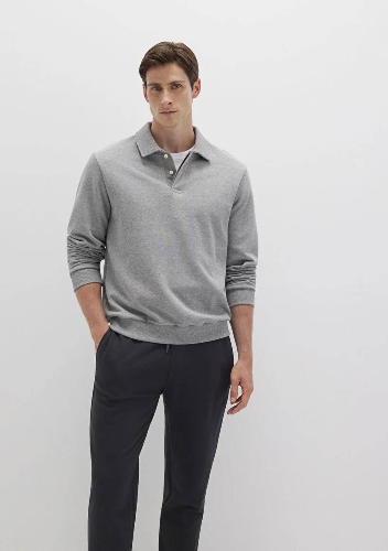 Resim Mavi Yarım Düğmeli Erkek Sweat M0S10420-80018
