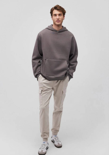 Resim Mavi Kapüşonlu  Loose Erkek Sweat M0S10275-70096