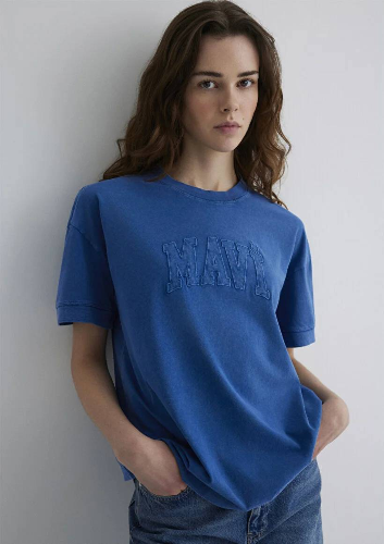 Resim Mavi Loose Kadın  T-shirt M1613224-88121