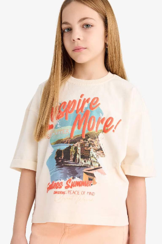 Resim Defacto Kız Çocuk Kısa Kol T-shirt E4406A8ER233