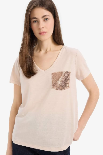 Resim Defacto Kadın Kısa Kol T-shirt U3769AZBG107