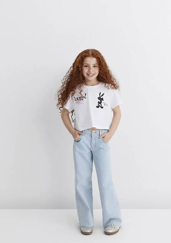 Resim Mavi Bugs Bunny Baskılı Kız Çocuk T-Shirt M7610304-620