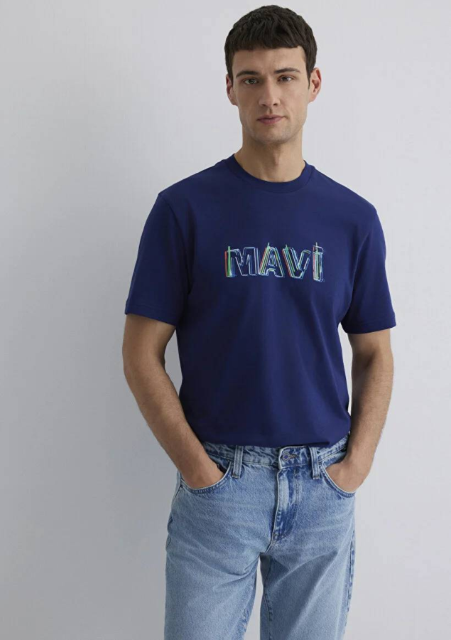 Resim Mavi Regular Erkek  T-shirt M0612587-70496