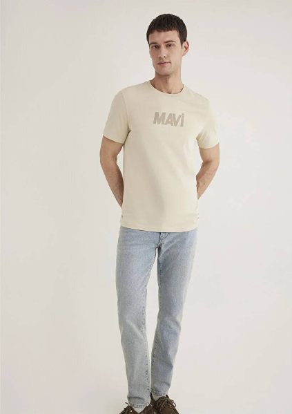 Resim Mavi Baskılı Erkek T-Shirt M066846-70322