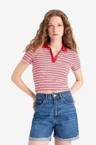 Resim Defacto Kadın Kısa Kol T-shirt E7907AXRD59