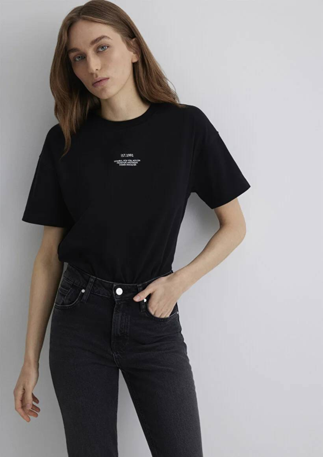 Resim Mavi Loose Kadın  T-shirt M1613212-900