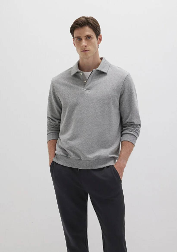 Resim Mavi Yarım Düğmeli Erkek Sweat M0S10420-80018