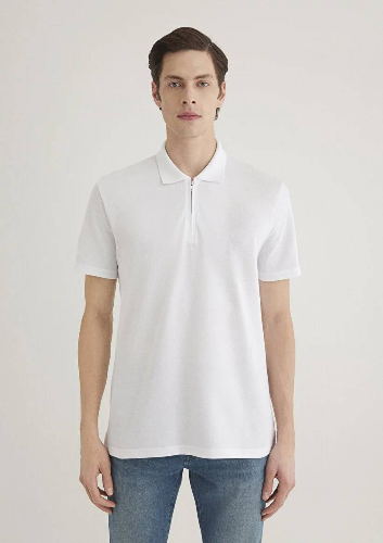 Resim Mavi Half Zıp Polo Erkek T-Shirt M0612525-620