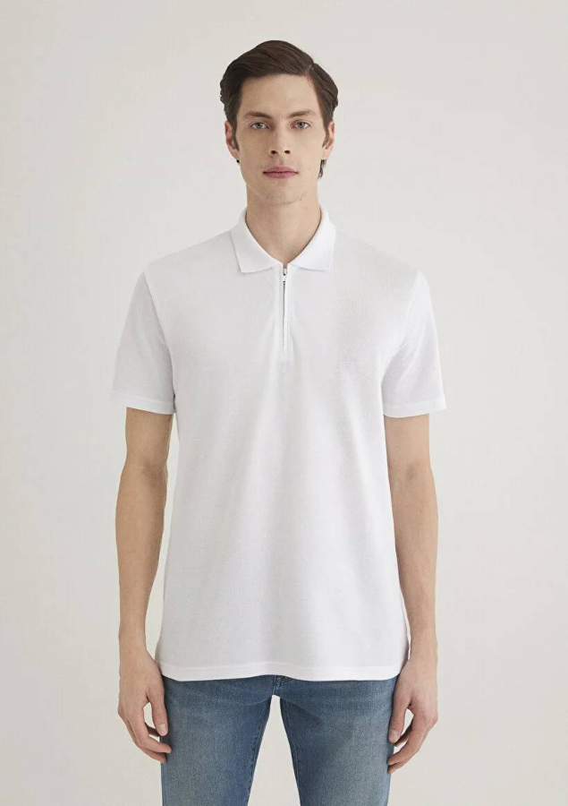 Resim Mavi Half Zıp Polo Erkek T-Shirt M0612525-620