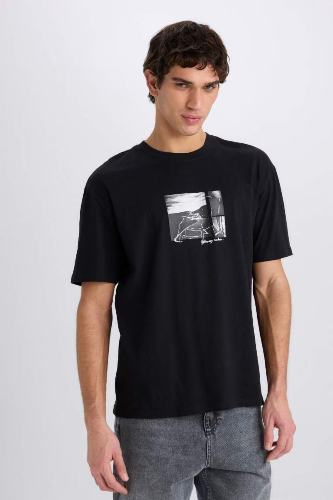 Resim Defacto Erkek  T-shirt E1723AX/BK81