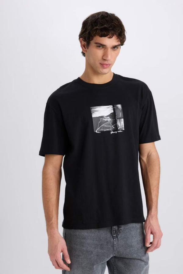 Resim Defacto Erkek  T-shirt E1723AX/BK81