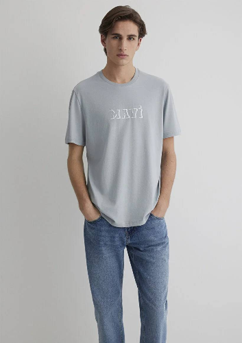 Resim Mavi Regular Erkek  T-shirt M0612686-70093