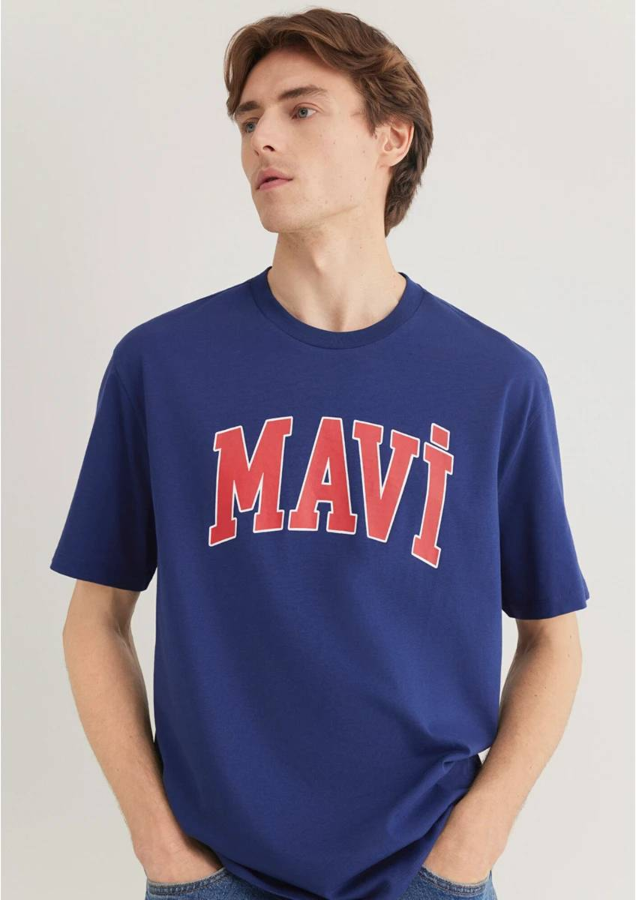 Resim Mavi Logo Erkek T-shirt M0611711-70722