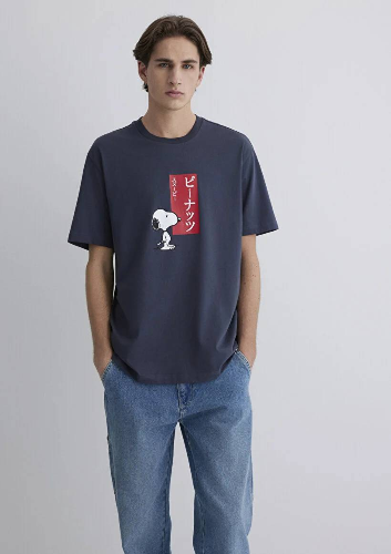 Resim Mavi Loose Erkek  T-shirt M0612660-70726