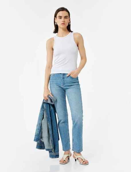 Resim Koton Kadın Jean Pantolon 6Wal40029Md