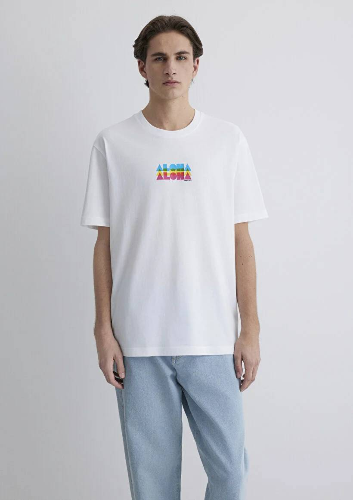 Resim Mavi Loose Erkek  T-shirt M0612612-620