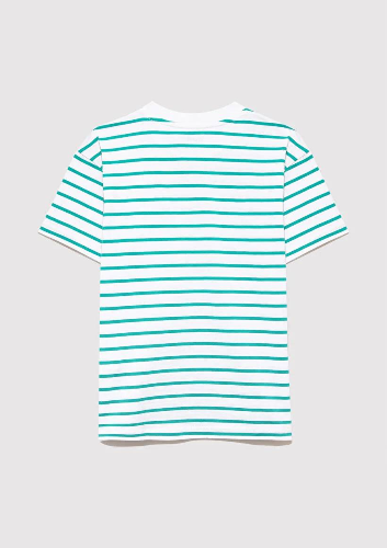 Resim Mavi Mv Baskılı Çizgili Erkek Çocuk T-Shirt M6610252-89156