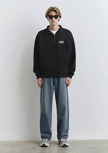 Resim Mavi Yarım Fermuarlı Erkek Sweat M0S10208-900