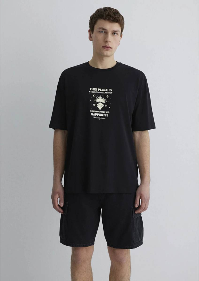 Resim Mavi Relaxed Erkek  T-shirt M0612709-900