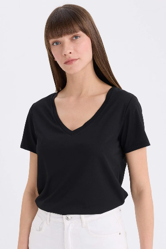 Resim Defacto Kadın Kısa Kol T-shirt W9204AZ/BK81