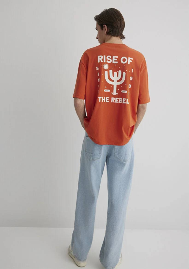 Resim Mavi Relaxed Erkek  T-shirt M0612669-70435