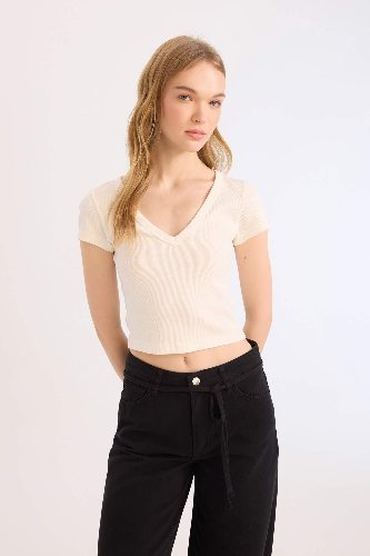 Resim Defacto Kadın Kısa Kol T-shirt E0290AXWT32