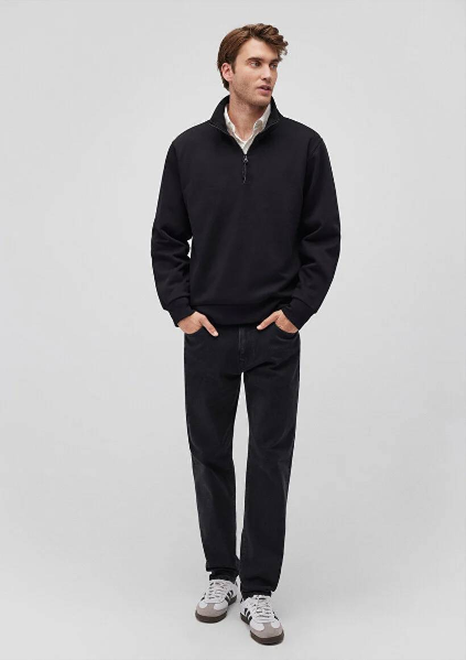 Resim Mavi Yarım Fermuarlı  Loose Erkek Sweat M0S10278-900