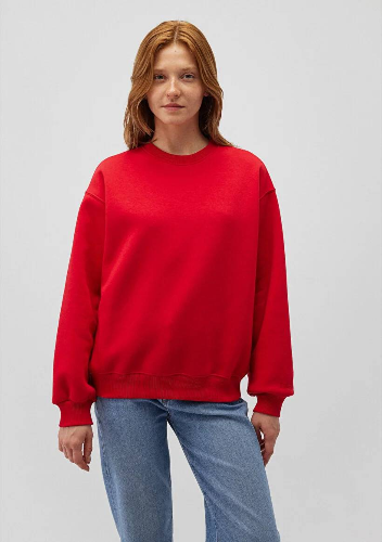 Resim Mavi Bisiklet Yaka Kadın Sweat M1610198-80791