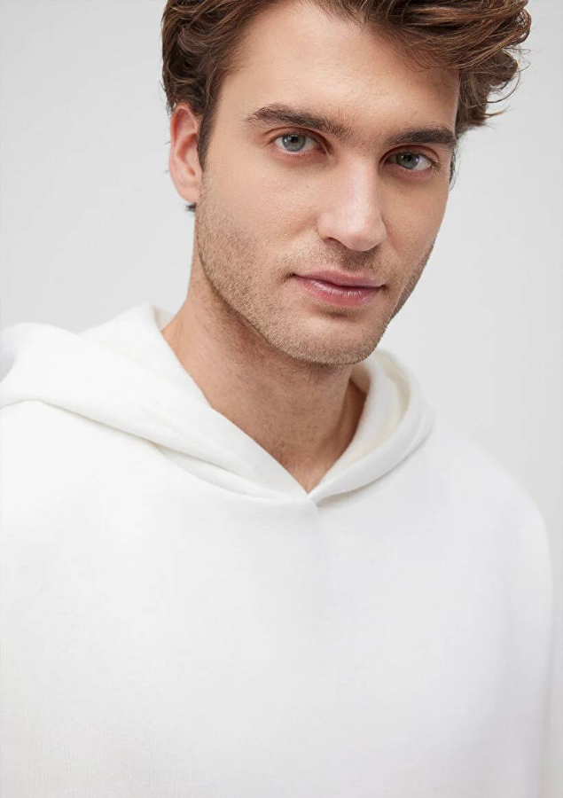 Resim Mavi Kapüşonlu  Loose Erkek Sweat M0S10275-70057