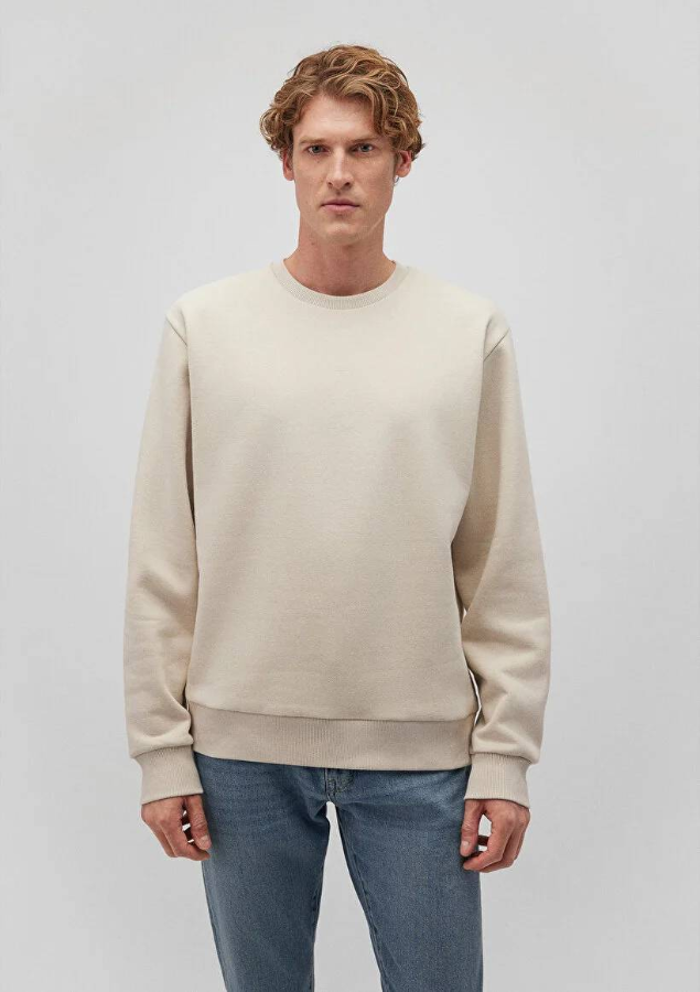 Resim Mavi Bisiklet Yaka  Loose Erkek Sweat M0S10276-70322