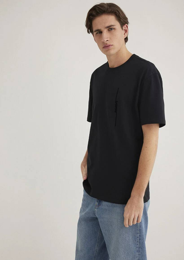 Resim Mavi Mavi Baskılı Erkek T-Shirt M0611313-900