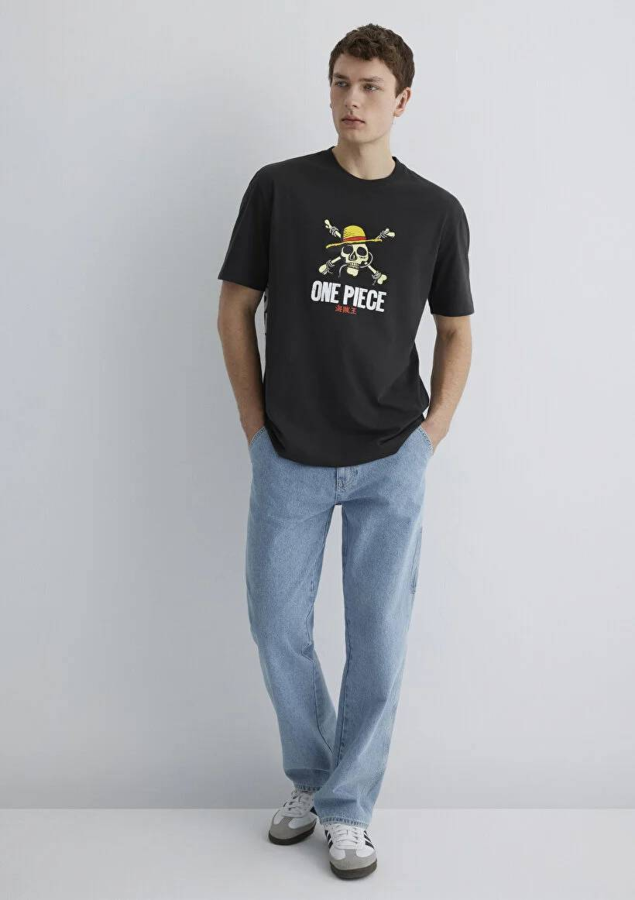Resim Mavi Loose Erkek  T-shirt M0612662-70092