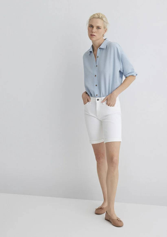 Resim Mavi Slim Straight Kadın  Kot&Kanvas Şort M1441530484