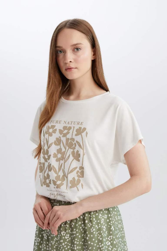 Resim Defacto Kadın Kısa Kol T-shirt E1162AXER105