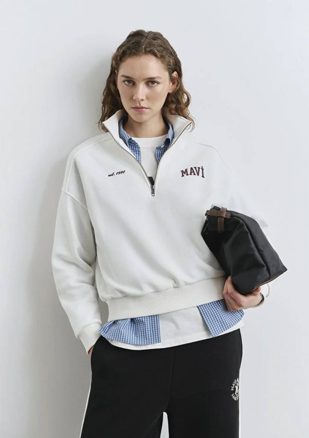 Resim Mavi Logo Baskılı Kadın Sweat M1S10373-70057