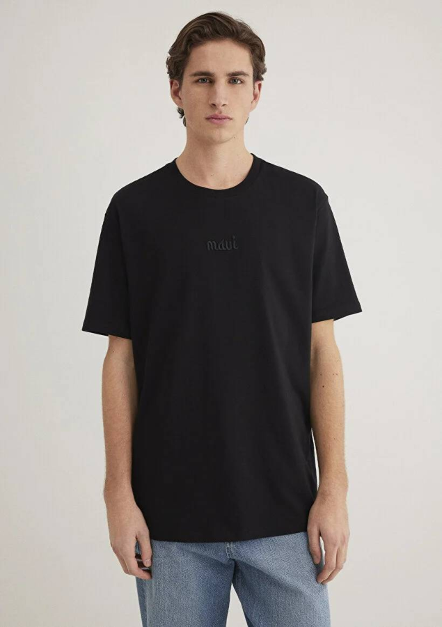 Resim Mavi Baskılı Erkek T-Shirt M0610100-900