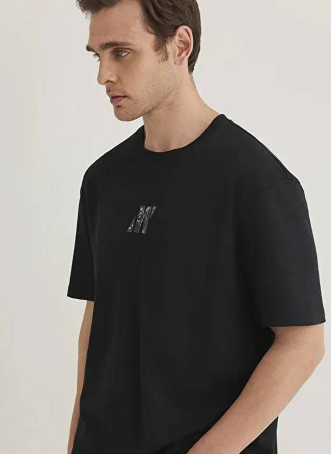 Resim Mavi Loose Erkek  T-shirt M0612589-900