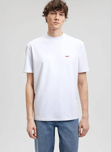 Resim Mavi Baskılı Erkek T-Shirt M0612216-620