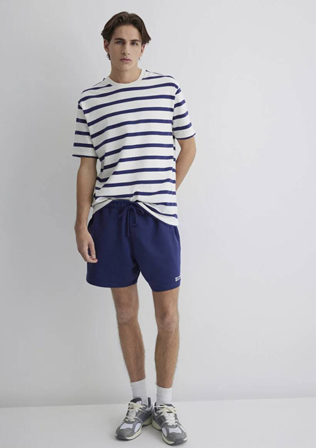 Resim Mavi Loose Erkek  T-shirt M0612738-70496
