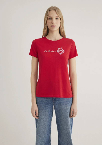 Resim Mavi Bisiklet Baskılı Grafik Kadın T-Shirt M1612961-82054
