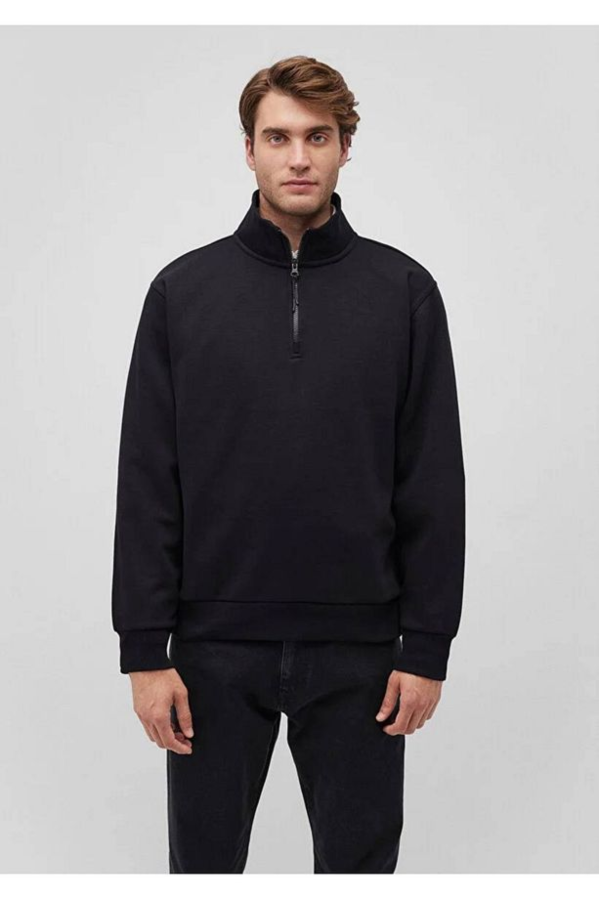 Resim Mavi Yarım Fermuarlı Erkek Sweat M0S10278-900