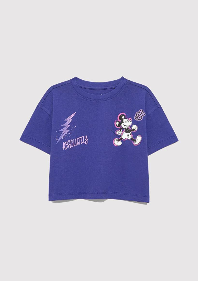 Resim Mavi Mıckey Kız Çocuk T-Shirt M7610297-70908
