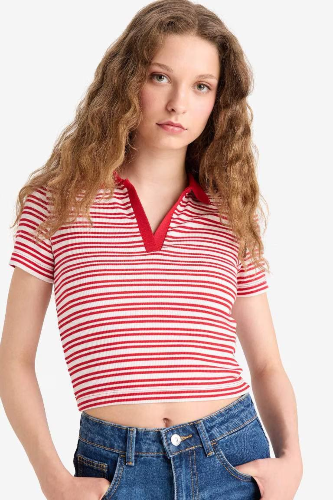 Resim Defacto Kadın Kısa Kol T-shirt E7907AXRD59