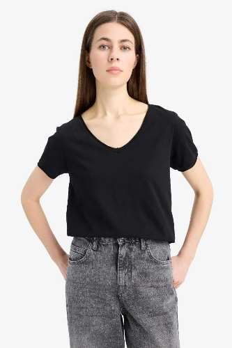 Resim Defacto Kadın Kısa Kol T-shirt K1507AZBK81