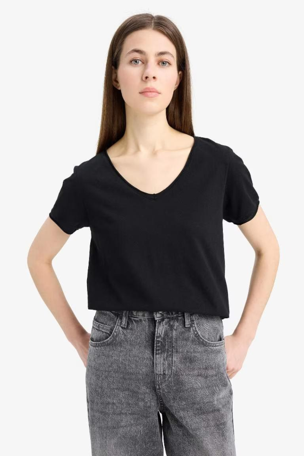 Resim Defacto Kadın Kısa Kol T-shirt K1507AZBK81